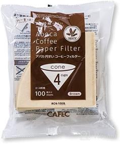 img 1 attached to ☕️ Coffee Filter - CAFEC 100-Pack Cone-shaped V60 02 Style Universal 2-4 Cup Pour-Over Drip Coffee Paper Filter - Eco-Friendly Refined Virgin Pulp - Brown - CUP 4 - AC4-100B