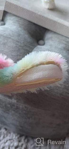 img 1 attached to 🌈 Boys' Shoes: Comfortable and Stylish Fluffy Rainbow Memory Slippers (Size 13, 5, and 14) review by Stanley Redline