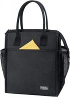 утепленная сумка для ланча для женщин: многоразовая черная сумка для ланча fmeida с большими боковыми карманами, герметичная женская термосумка для взрослых для офисной работы, путешествий, пикника bolsa de almuerzo логотип