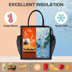 img 1 attached to Insulated Lunch Bag Women: Fmeida Reusable Black Lunch Bag With Large Side Pockets, Leakproof Womens Thermal Adult Lunchbag For Office Work Travel Picnic Bolsa De Almuerzo