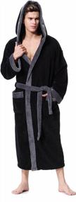 img 1 attached to Comfortable and Chic: Hooded Unisex Bathrobe with Kimono Collar