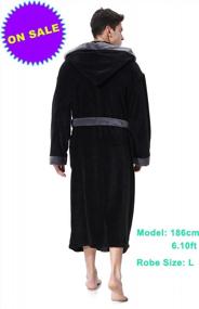 img 3 attached to Comfortable and Chic: Hooded Unisex Bathrobe with Kimono Collar