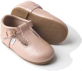 img 2 attached to 👠 Stylish and Durable Toddler Leather Flats - Hard Sole Girls' Shoes