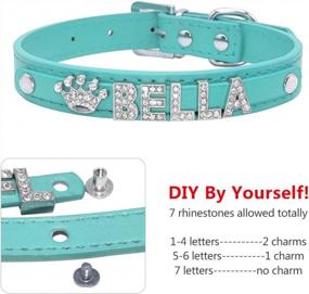 img 2 attached to Didog Smooth PU Leather Custom Dog Collars With Rhinestone Personalized Name Letters,Fit Small Medium Dogs,Blue,XS Size