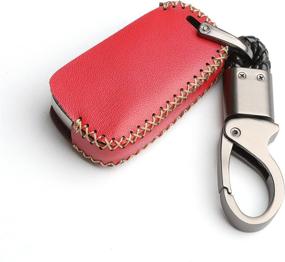 img 1 attached to WFMJ Leather For Chevrolet Camaro Cruze Sonic Buick GMC Flip 5 Buttons Key Fob Case Cover Chain (Red)