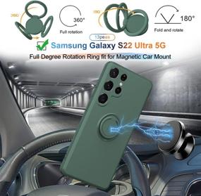 img 3 attached to 📱 13peas Silicone Case for Samsung Galaxy S22 Ultra (5G 2022): 360° Rotatable Kickstand, Magnetic Car Mount Support & Strap - Green Protective Cover