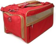 medium red/tan nylon classic pet carrier - bark-n-bag collection logo