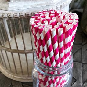 img 3 attached to 🎉 Outstanding Paper Straws: Hot Pink White Striped - 100 Pack by Outside the Box Papers