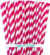 🎉 outstanding paper straws: hot pink white striped - 100 pack by outside the box papers logo