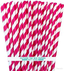 img 4 attached to 🎉 Outstanding Paper Straws: Hot Pink White Striped - 100 Pack by Outside the Box Papers