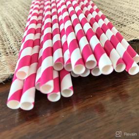 img 1 attached to 🎉 Outstanding Paper Straws: Hot Pink White Striped - 100 Pack by Outside the Box Papers