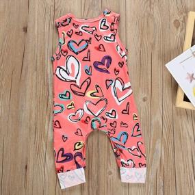 img 1 attached to Adorable Pink Heart Printed Sleeveless Rompers Jumpsuit Overalls Sunsuits Outfits For Baby Girls