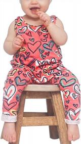 img 3 attached to Adorable Pink Heart Printed Sleeveless Rompers Jumpsuit Overalls Sunsuits Outfits For Baby Girls