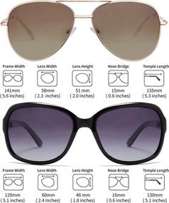 img 1 attached to EYEGUARD 2 Pack Polarized Sunglasses For Women Men Classic Retro Vintage Oversized Eyewear