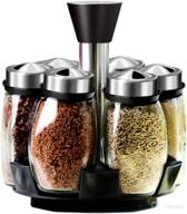 widousy 6-jar revolving spice rack organizer: premium countertop herb and spice storage solution with glass jars logo