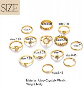 img 2 attached to Stunning Edary Vintage Crystal Gemstone Carved Knuckle Rings Set For Women And Girls