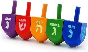img 3 attached to The Dreidel Company Wood Multi-Colored Dreidels: Celebrate Hanukkah with Medium-Sized Draydels (4-Pack) + English Transliteration
