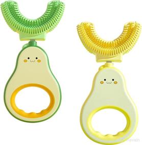 img 4 attached to 🦷 RAXIFU Toddler Toothbrush: Safe and Fun Green Yellow Toothbrush for Children