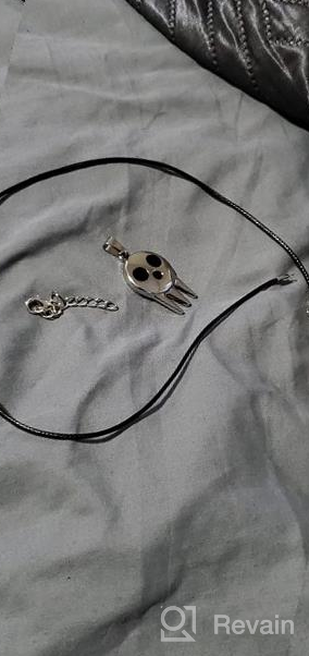 img 1 attached to 👻 Ghost Specter Pendant Necklace - Silver Plated Metal with Black Enamel and Leather Chain review by Katie Washington