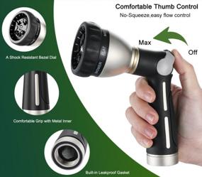 img 2 attached to Get The Perfect Watering Solution With FANHAO Heavy Duty Metal Garden Hose Nozzle - High Pressure, Versatile Sprayer With 8 Spray Patterns And Thumb Control On/Off Valve For Gardens, Cars And Pets