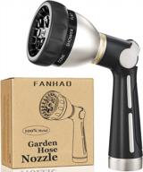 get the perfect watering solution with fanhao heavy duty metal garden hose nozzle - high pressure, versatile sprayer with 8 spray patterns and thumb control on/off valve for gardens, cars and pets logo