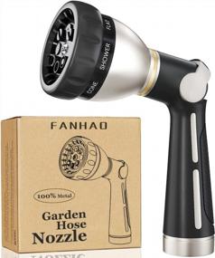 img 4 attached to Get The Perfect Watering Solution With FANHAO Heavy Duty Metal Garden Hose Nozzle - High Pressure, Versatile Sprayer With 8 Spray Patterns And Thumb Control On/Off Valve For Gardens, Cars And Pets