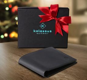 img 3 attached to Kolossus Wallet For Men, Full Grain Leather, Minimalist Slim, RFID Blocking, Billfold With 6 Card Slots (Black)