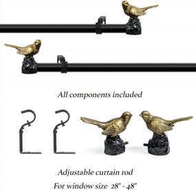 img 1 attached to Enhance Your Windows With Meriville'S Renaissance Gold Bird Finials Curtain Rod - Adjustable 28-48 Inches Black Rod