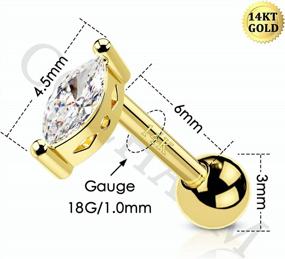 img 3 attached to COCHARM 14K Solid Gold Cubic Zirconia Cartilage Stud Earring-Barbell For Women'S Helix, Tragus, And Conch Piercings In 16G