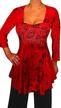 flowy plus size red tunic dress with rhinestone sweetheart top and 3/4 sleeves - perfect for women's tops and blouses logo