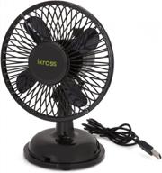 stay cool and productive: ikross 5-inch usb-powered mini fan for desks and offices in black logo
