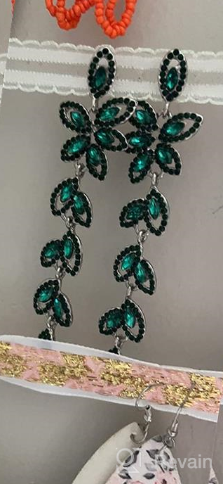 img 1 attached to Stylish Green Crystal Stud Earring: A Fashion Statement for Women & Girls review by Danielle Nosbush