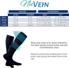 img 3 attached to Compression Socks For Swelling Reduction During Travel - NuVein Knee Highs For Men And Women, Closed Toe, Navy, Medium Size, 15-20 MmHg Compression