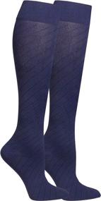 img 4 attached to Compression Socks For Swelling Reduction During Travel - NuVein Knee Highs For Men And Women, Closed Toe, Navy, Medium Size, 15-20 MmHg Compression
