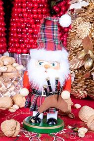 img 1 attached to 🏴 Clever Creations 7 Inch Scottish Santa Wooden Nutcracker - Festive Christmas Decor for Shelves and Tables - Traditional Scottish Themed Holiday Ornament