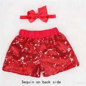 img 3 attached to 👶✨ Sparkling Toddler Sequin Shorts for Baby Girls - Glitter on Both Sides - Birthday Outfit Set with Headband