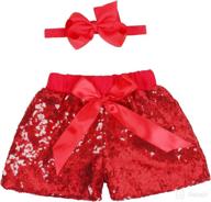 👶✨ sparkling toddler sequin shorts for baby girls - glitter on both sides - birthday outfit set with headband логотип