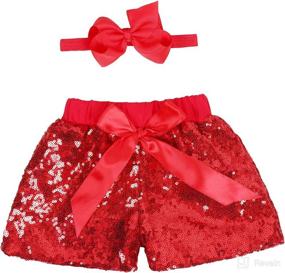 img 4 attached to 👶✨ Sparkling Toddler Sequin Shorts for Baby Girls - Glitter on Both Sides - Birthday Outfit Set with Headband