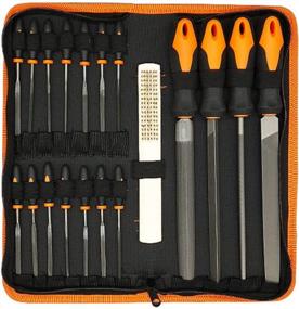 img 4 attached to 19-Piece High Carbon Steel File Set With Carry Case - Includes Large Flat, Triangle, Half-Round, Round Files And 14-Needle File Set - Ideal Metal File Set For Premium Results - Tatoko File Set