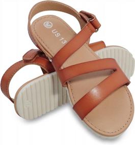 img 4 attached to Princess Summer Sandals For Girls With Adjustable Straps And Open Toes - Festooned Cute Flat Shoes