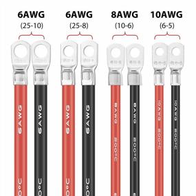 img 2 attached to Jtron 50A 10 AWG(6-5) Gauge Red + Black Pure Copper RV, Car, Boat Battery Switch Cables (20 Inch Lugs)