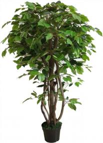 img 4 attached to Ficus Artificial Plant Silk Tree With 990 Leaves, 4.3 Feet Tall, Real Touch Technology And Wood Trunks In Nursery Plastic Pot - Super Quality By AMERIQUE Green
