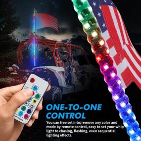 img 1 attached to Улучшите свой внедорожный опыт с помощью 4FT Spiral RGB AUTOVIC Whip Lights - 300 шаблонов вспышки, 358 режимов преследования, радиочастотный пульт дистанционного управления для квадроцикла UTV RZR Can-Am Polaris Truck