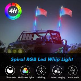 img 3 attached to Enhance Your Off-Road Experience With 4FT Spiral RGB AUTOVIC Whip Lights - 300 Flash Patterns, 358 Chasing Modes, RF Remote Control For ATV UTV RZR Can-Am Polaris Truck
