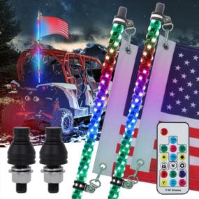 img 4 attached to Enhance Your Off-Road Experience With 4FT Spiral RGB AUTOVIC Whip Lights - 300 Flash Patterns, 358 Chasing Modes, RF Remote Control For ATV UTV RZR Can-Am Polaris Truck