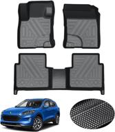 🚗 kust custom fit floor mats for ford escape 2022 2021 2020 non-hybrid models - all-weather, full set, black non-slip floor liners logo