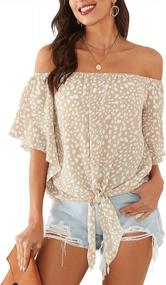 img 4 attached to Hibluco Womens Off Shoulder Tops Sexy Floral Print Crop Tops Summer Blouses T-Shirt