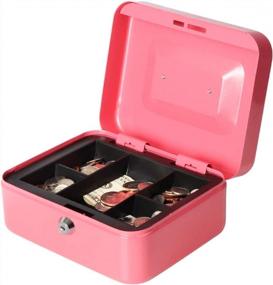 img 1 attached to Metal Cash Box With Key Lock, Secure Money Tray, Pink Color, Dimensions 7.8" X 6.8" X 3.6" By Decaller