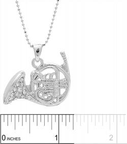 img 3 attached to Crystal-Embellished Silver Plated Necklace Featuring Musical Instruments