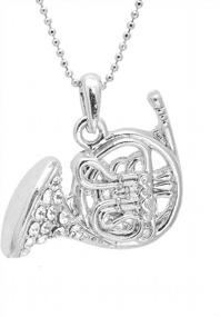 img 4 attached to Crystal-Embellished Silver Plated Necklace Featuring Musical Instruments
